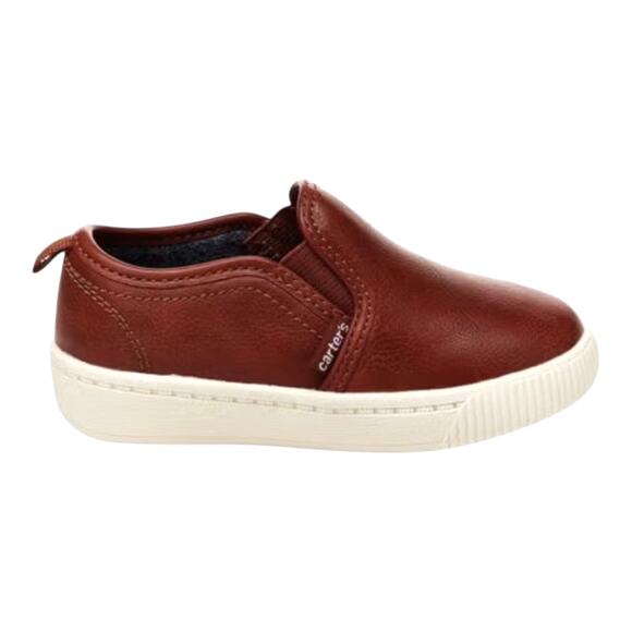 NEW Carters Toddler Faux Leather Casual SNEAKERS SHOES Boys 10 Saddle Brown Box - Picture 4 of 9